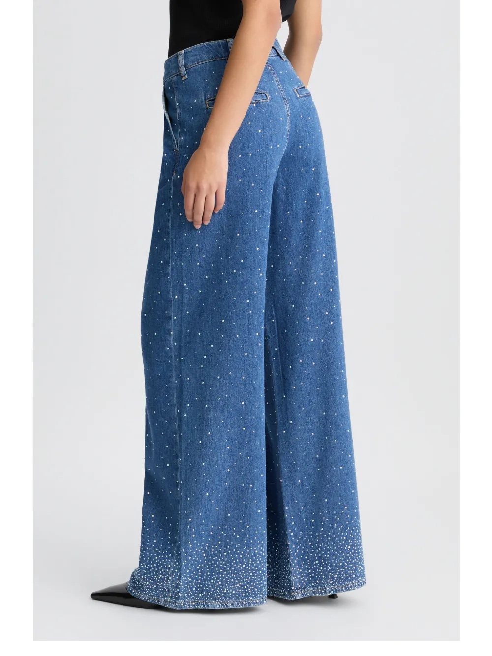 Liu •jo Flared Jeans With Rhinestones In Blue