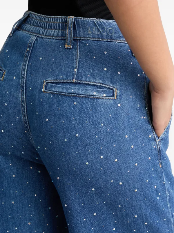デニム・ジーパン LIU JO FLARE JEANS WITH STRASS LIU JO Flared Rhinestone Jeans | Blue | FARFETCH