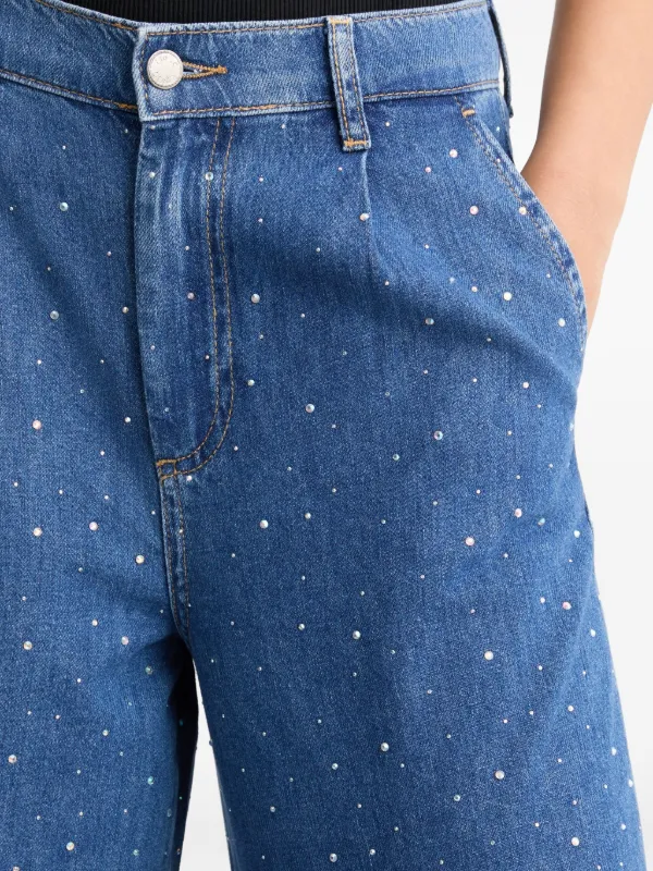デニム・ジーパン LIU JO STRAIGHT JEANS WITH STRASS Straight-leg jeans with rhinestones colour dark blue denim