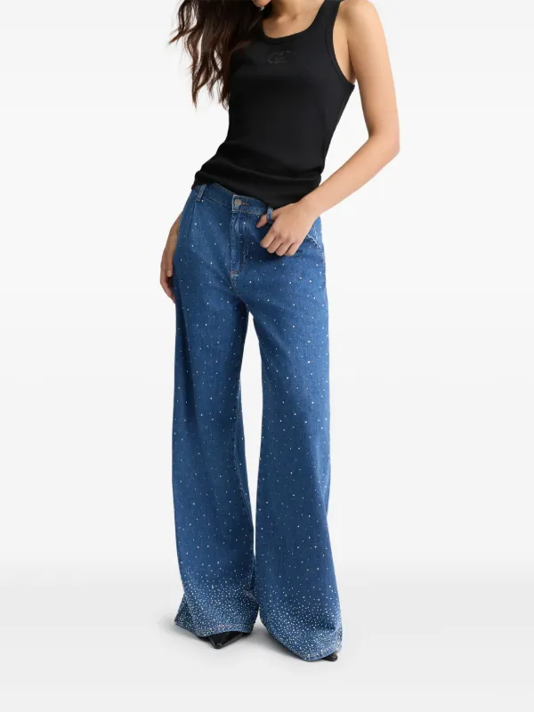 デニム・ジーパン LIU JO FLARE JEANS WITH STRASS LIU JO Flared Rhinestone Jeans | Blue | FARFETCH