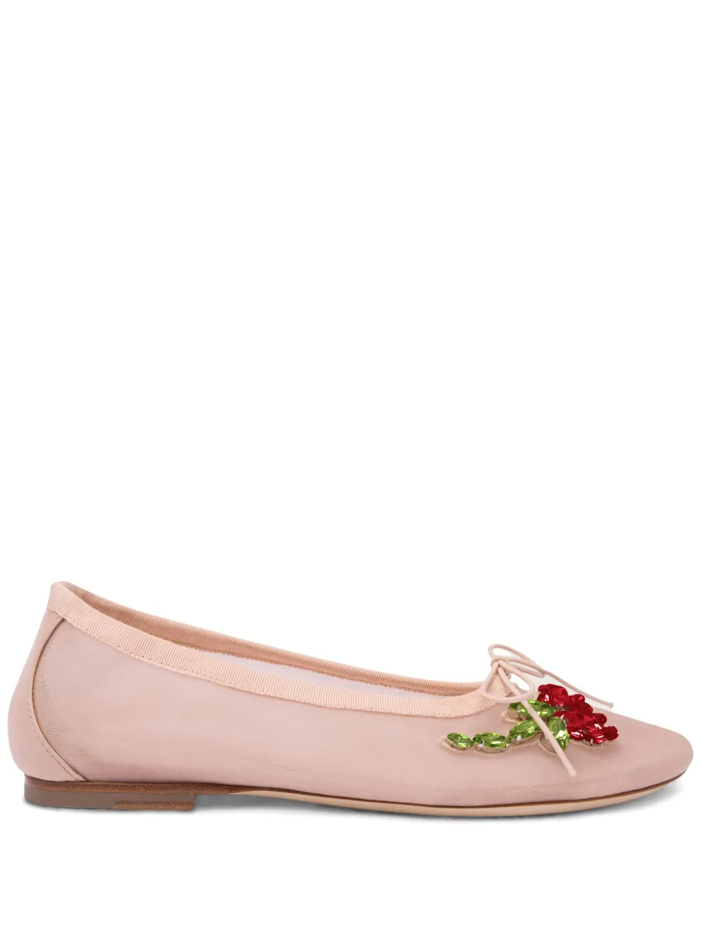 crystal-embellished mesh ballet flats