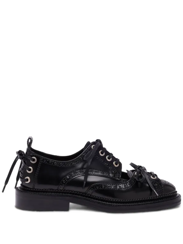 【Simone Rocha】ブラック シューレース オックスフォード Simone Rocha カットアウト ブローグシューズ | ブラック