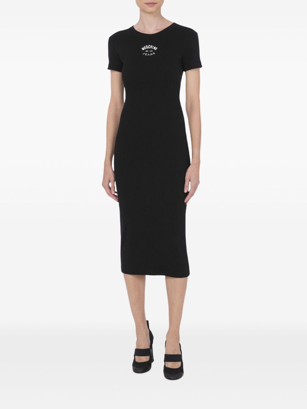 Moschino logo-embroidered midi dress - Zwart