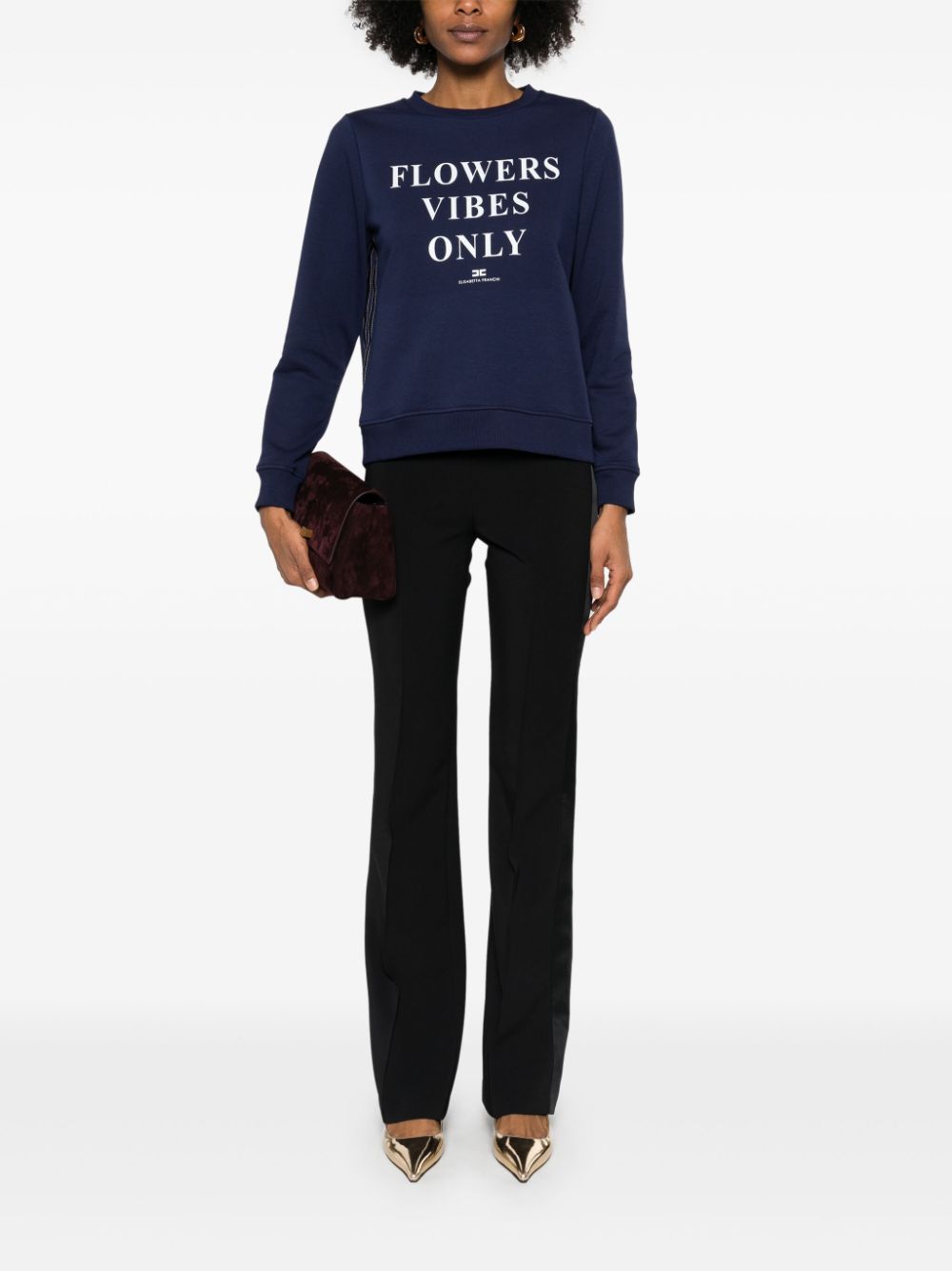 Elisabetta Franchi logo-print sweatshirt - Blauw