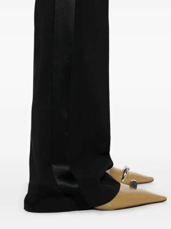 【希少】ELISABETTA FRANCHI サテントリム付き ストレートパンツ Elisabetta Franchi サテントリム パンツ | ブラック | FARFETCH JP