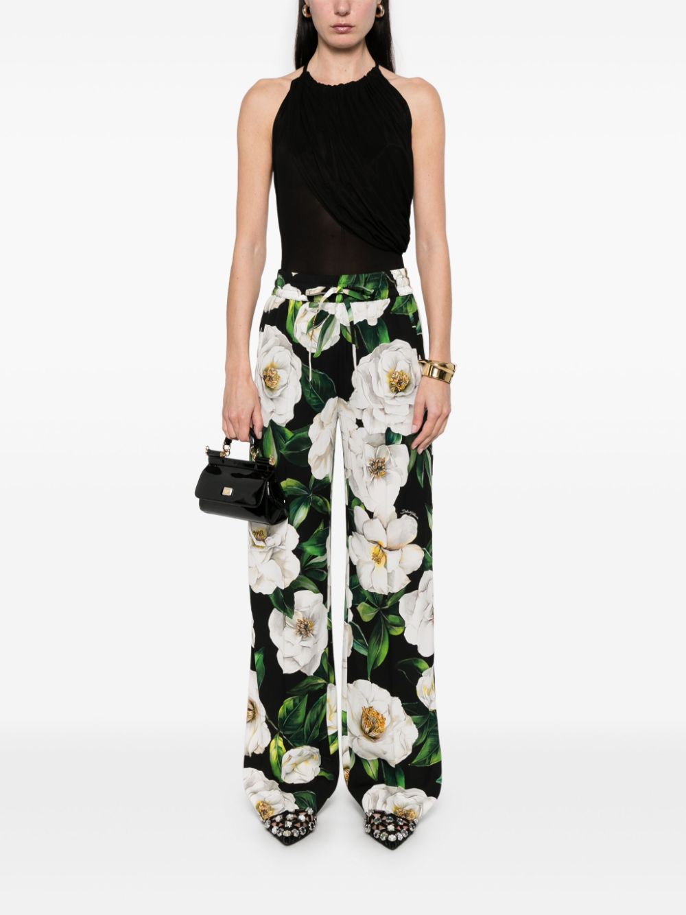 Dolce & Gabbana floral-print trousers - Groen