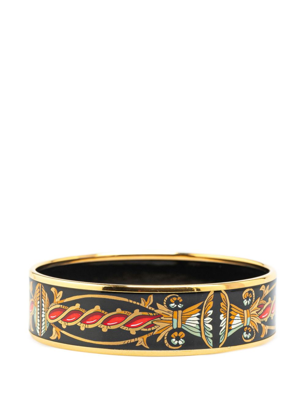 Hermès Pre-Owned 20th Century Wide Twisted Rope Enamel Bangle 62 costume bracelet - Black