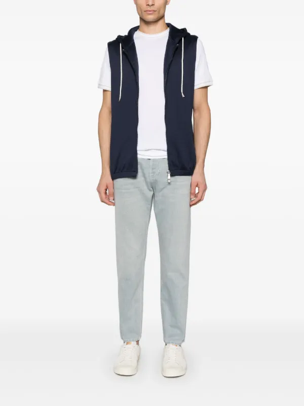 パーカー・フーディ ELEVENTY JERSEY SLEEVELESS HOODIE Eleventy Sleeveless Hoodie In White - 71% Off | Editorialist