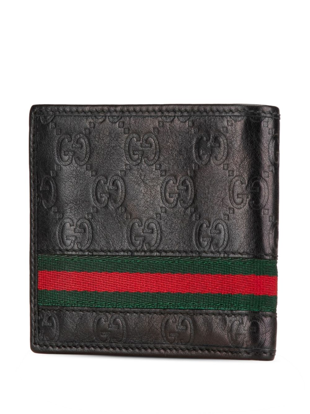 Gucci Pre-Owned 2000-2015 Guccissima Web Bifold Wallet kleine portemonnee - Zwart