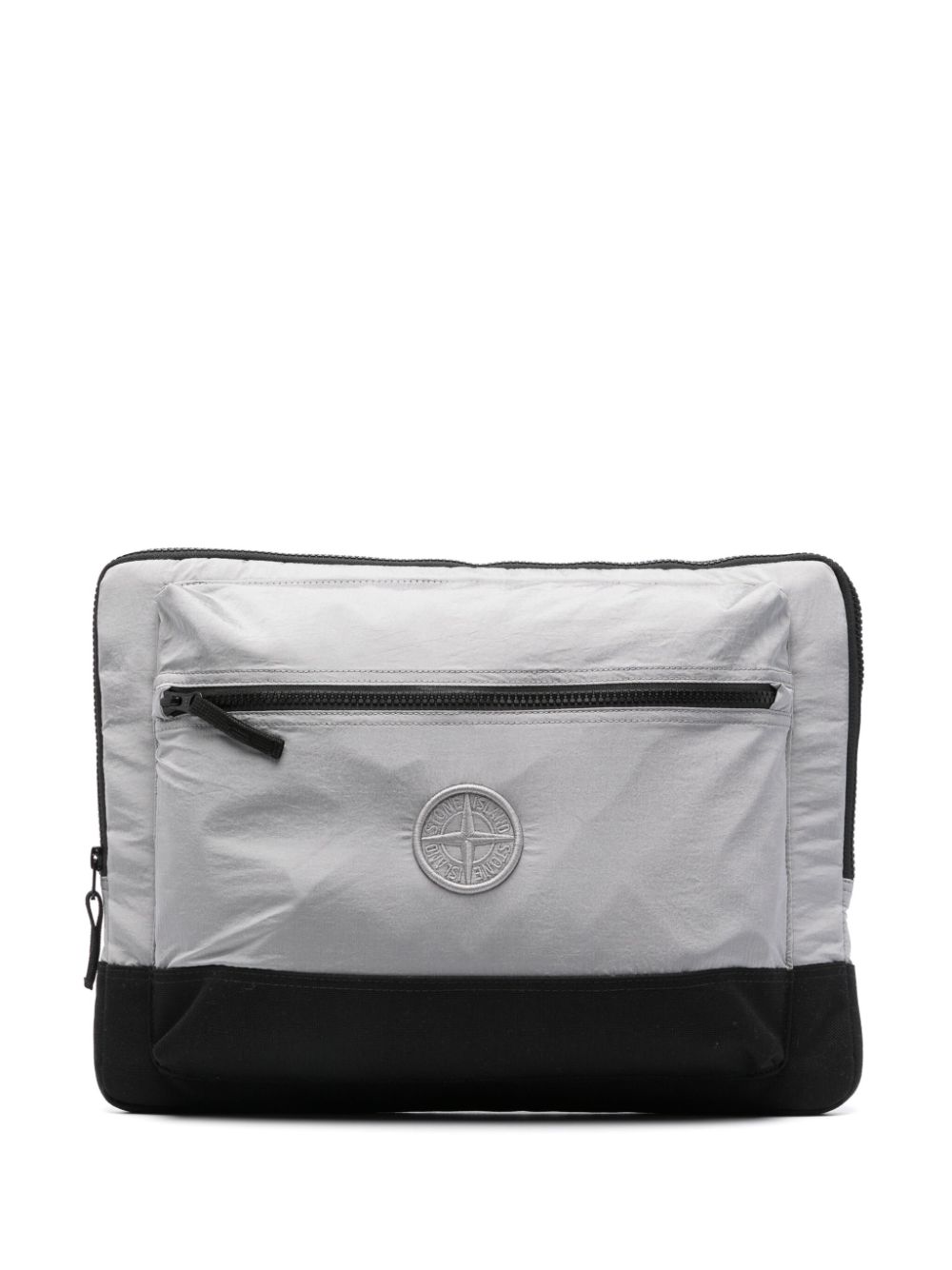 Compass-embroidered laptop bag