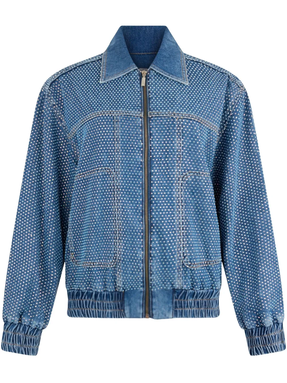 Liu •jo Denim Jacket With Rhinestones In Blue