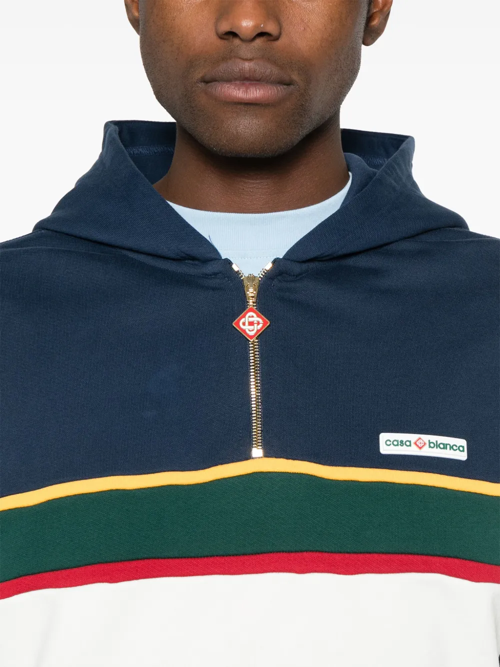 Shop Casablanca Colour-block Hoodie In Blue