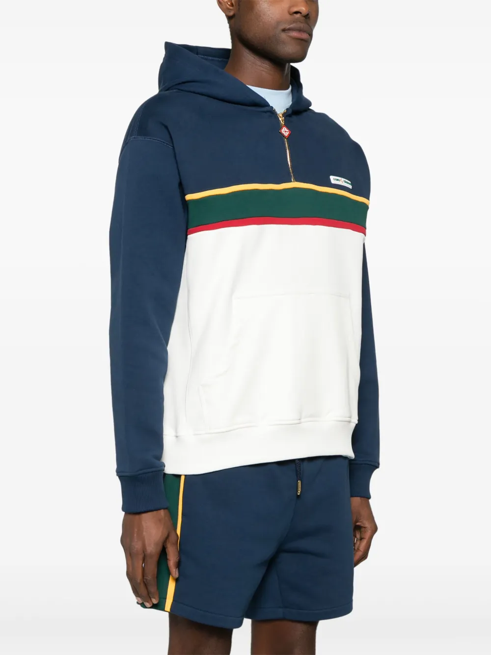 Shop Casablanca Colour-block Hoodie In Blue