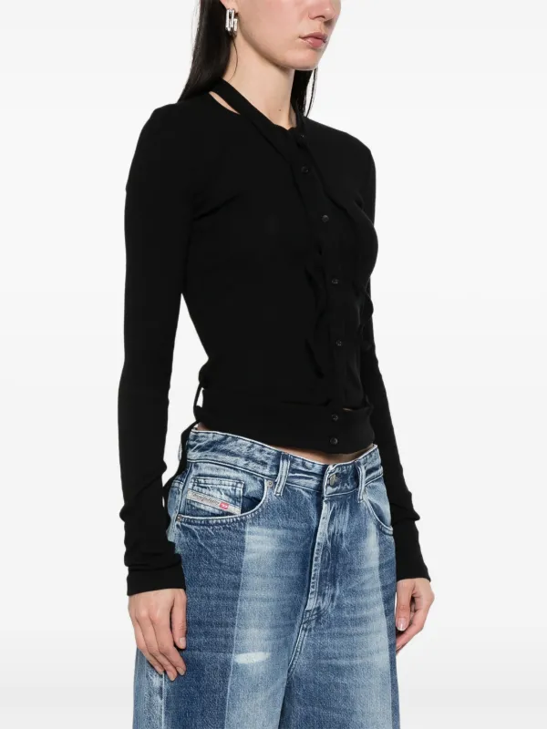 Ottolinger Cardigan Canelado Com Fechamento Duplo | Preto