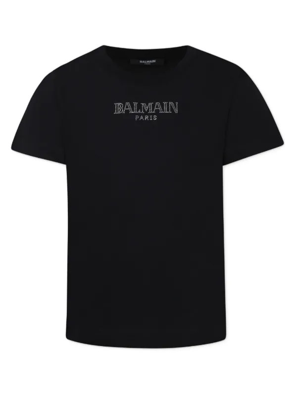 BALMAIN バルマン ロゴプリントTシャツ 半袖T カットソー KIDS キッズ 6Q8741 J0006 ブラック Balmain Kids logo-embellished T-shirt | Black | FARFETCH