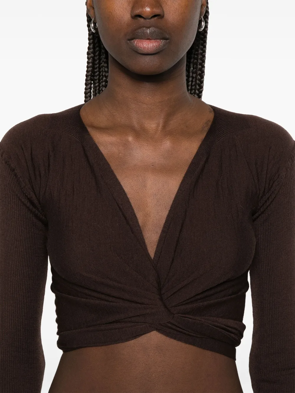 Rick Owens Cropped wikkelvest Bruin