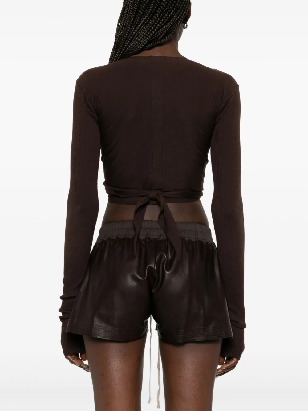 Rick Owens Cropped wikkelvest Bruin