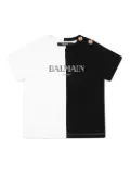 Balmain Kids two-tone logo-print T-shirt - White