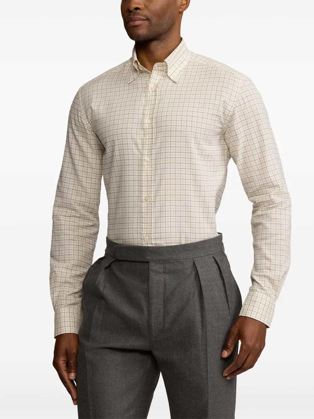 Ralph Lauren Purple Label Geruit overhemd Beige