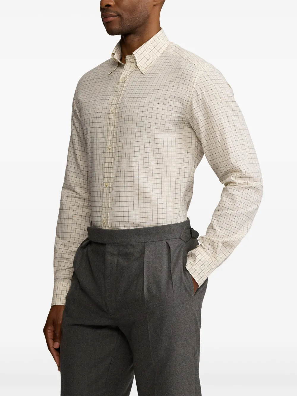 Ralph Lauren Purple Label Geruit overhemd Beige