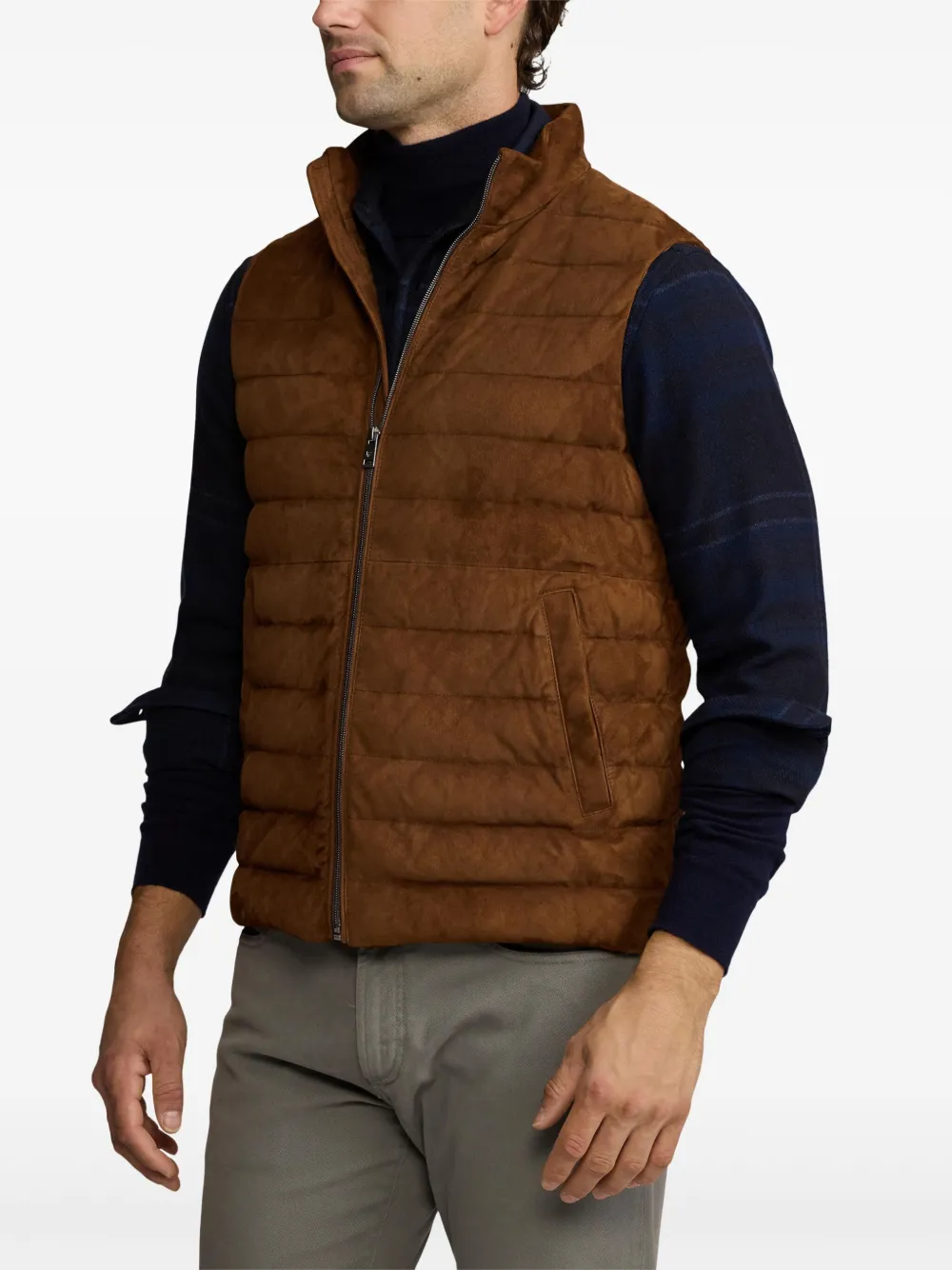 Ralph Lauren Purple Label Suède gilet Bruin