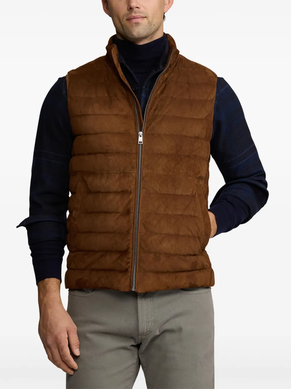 Ralph Lauren Purple Label Suède gilet Bruin