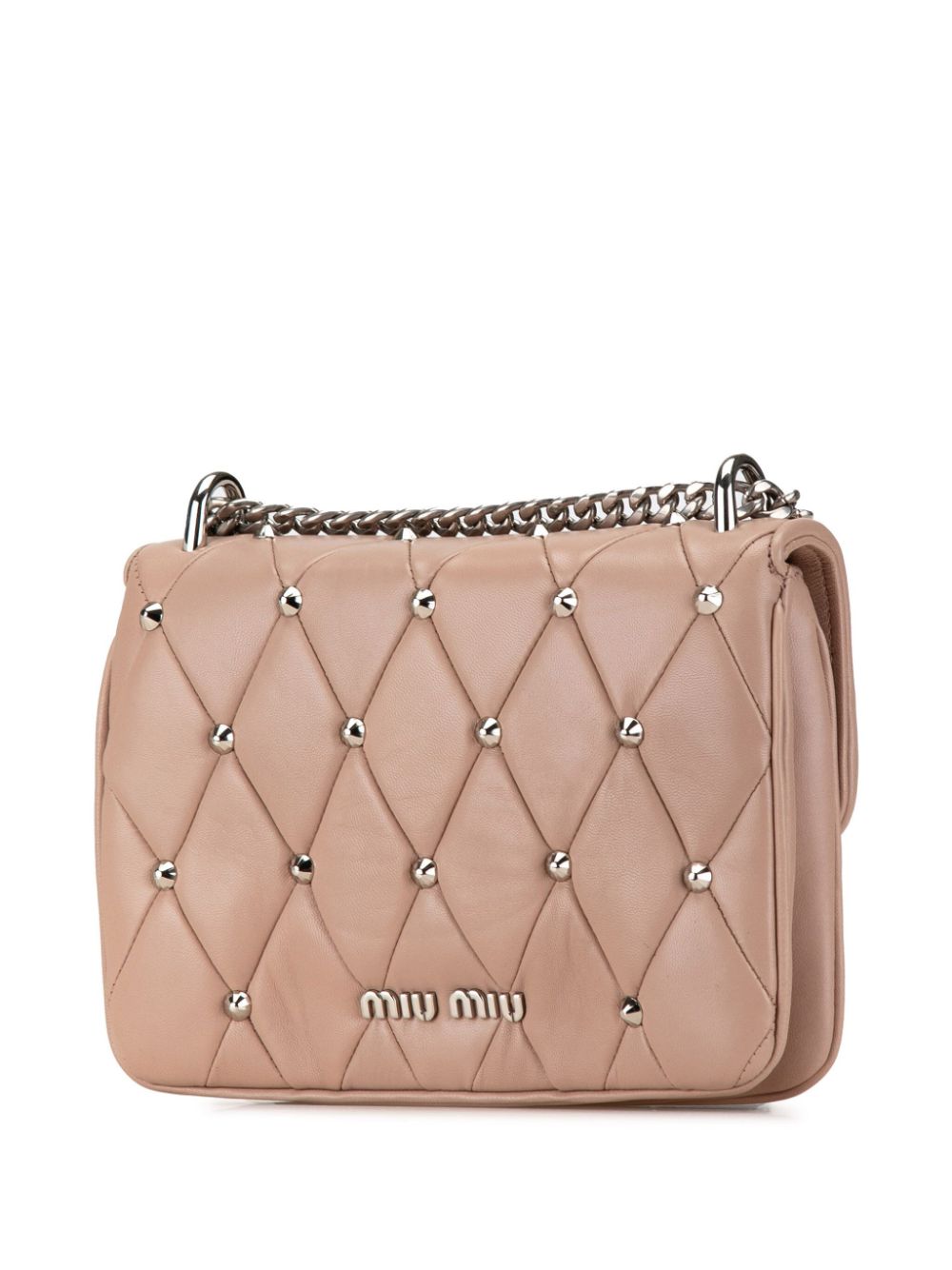 Miu Miu Pre-Owned 1900s leren matelassé crossbodytas met studs - Bruin