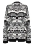 Laneus patterned-jacquard cardigan - Black