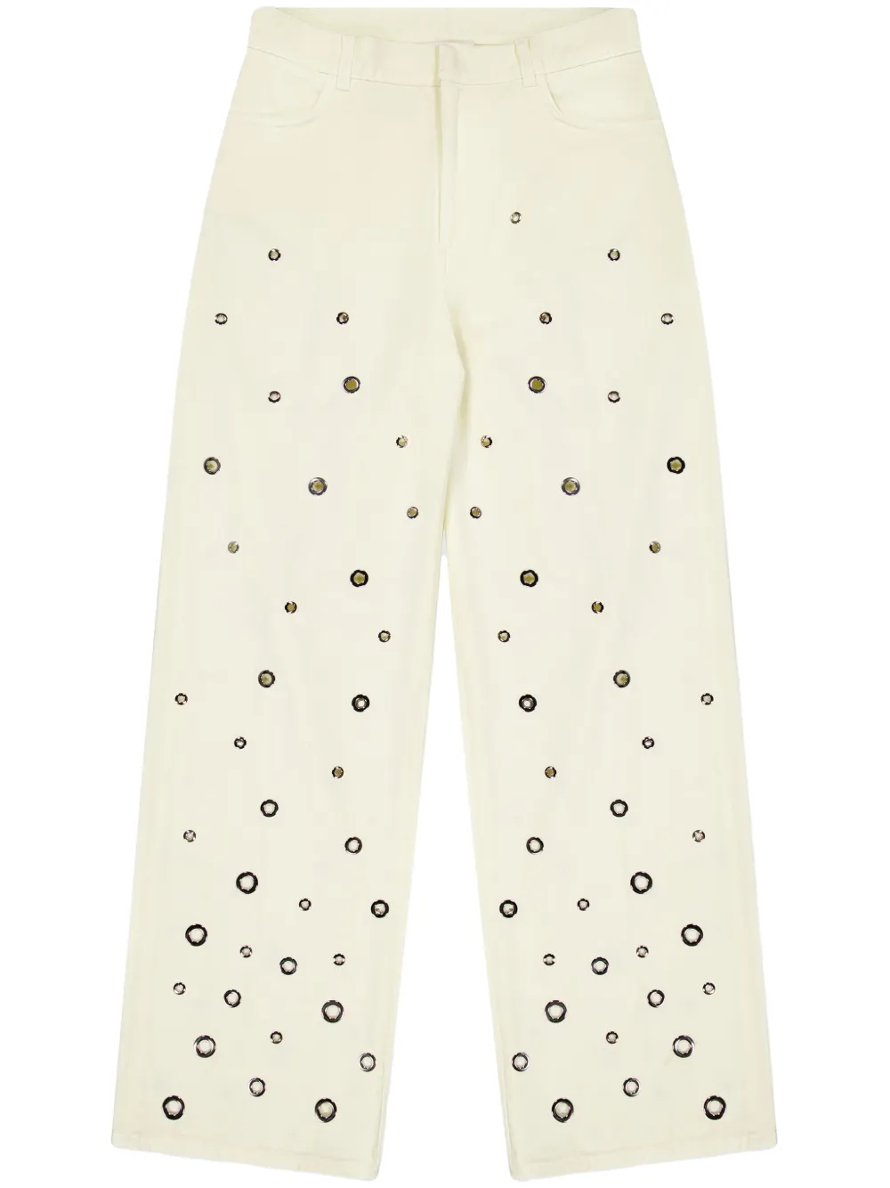 Laneus jean ample à détails d’œillets | blanc | Image 1