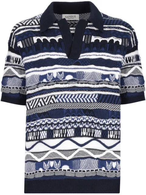 Laneus jacquard polo shirt