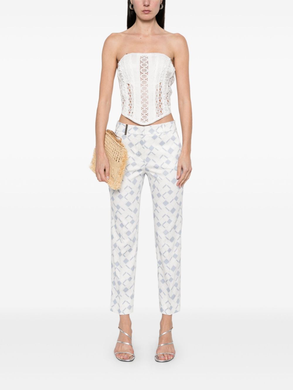 Peserico geometric-print trousers - Wit