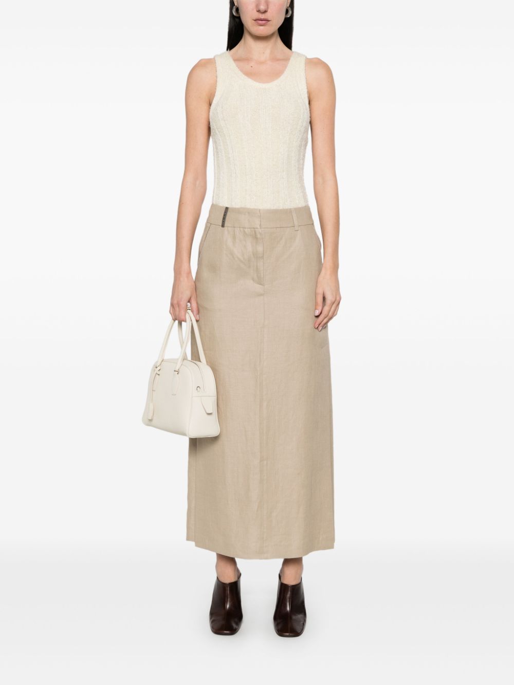 Peserico bead-embellished midi skirt - Beige