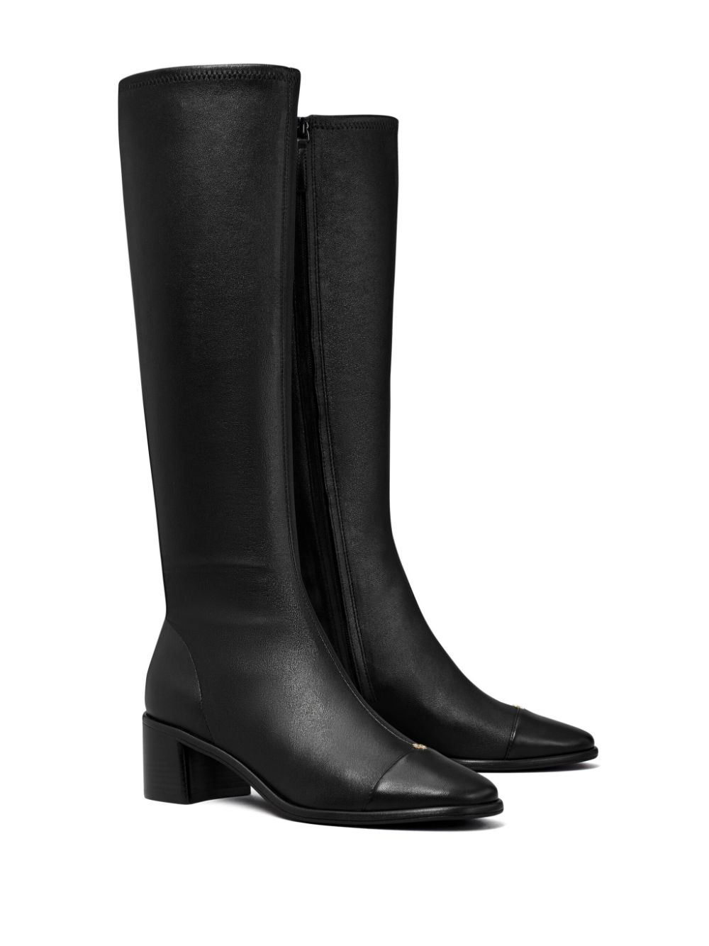 Tory Burch TORY LEATHER CAP-TOE KNEE HIGH BOOT 55MM 006 PERFECT BLACK