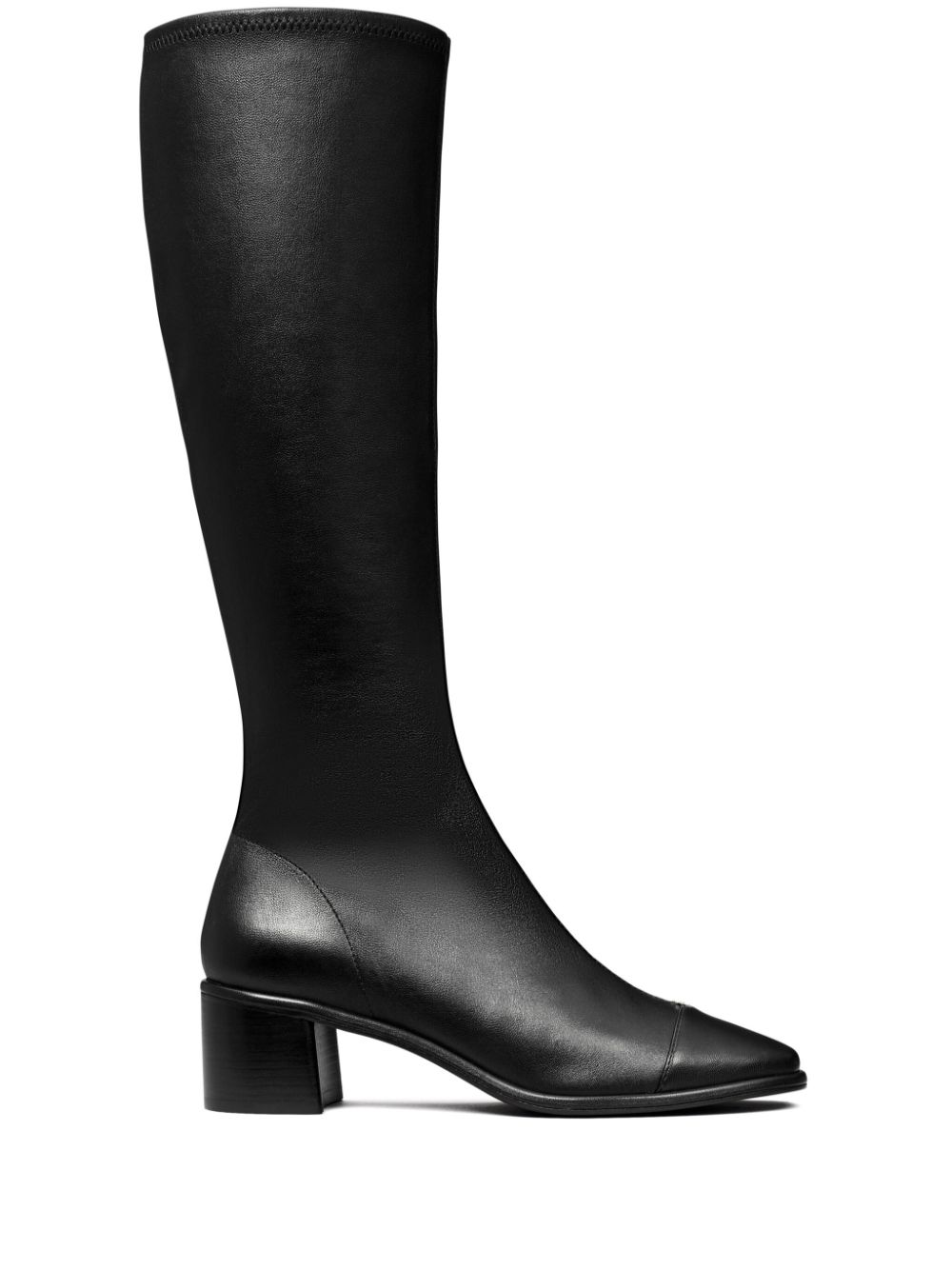 Tory Burch TORY LEATHER CAP-TOE KNEE HIGH BOOT 55MM 006 PERFECT BLACK