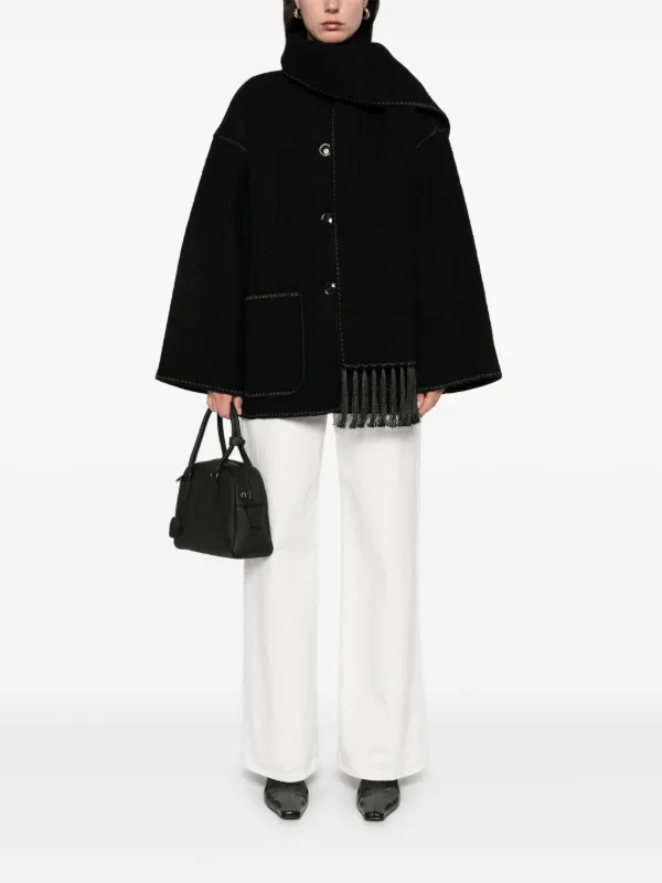 TOTEME scarf-detail Coat | Black | FARFETCH JO