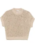 Peserico sequin-embellished T-shirt - Neutrals