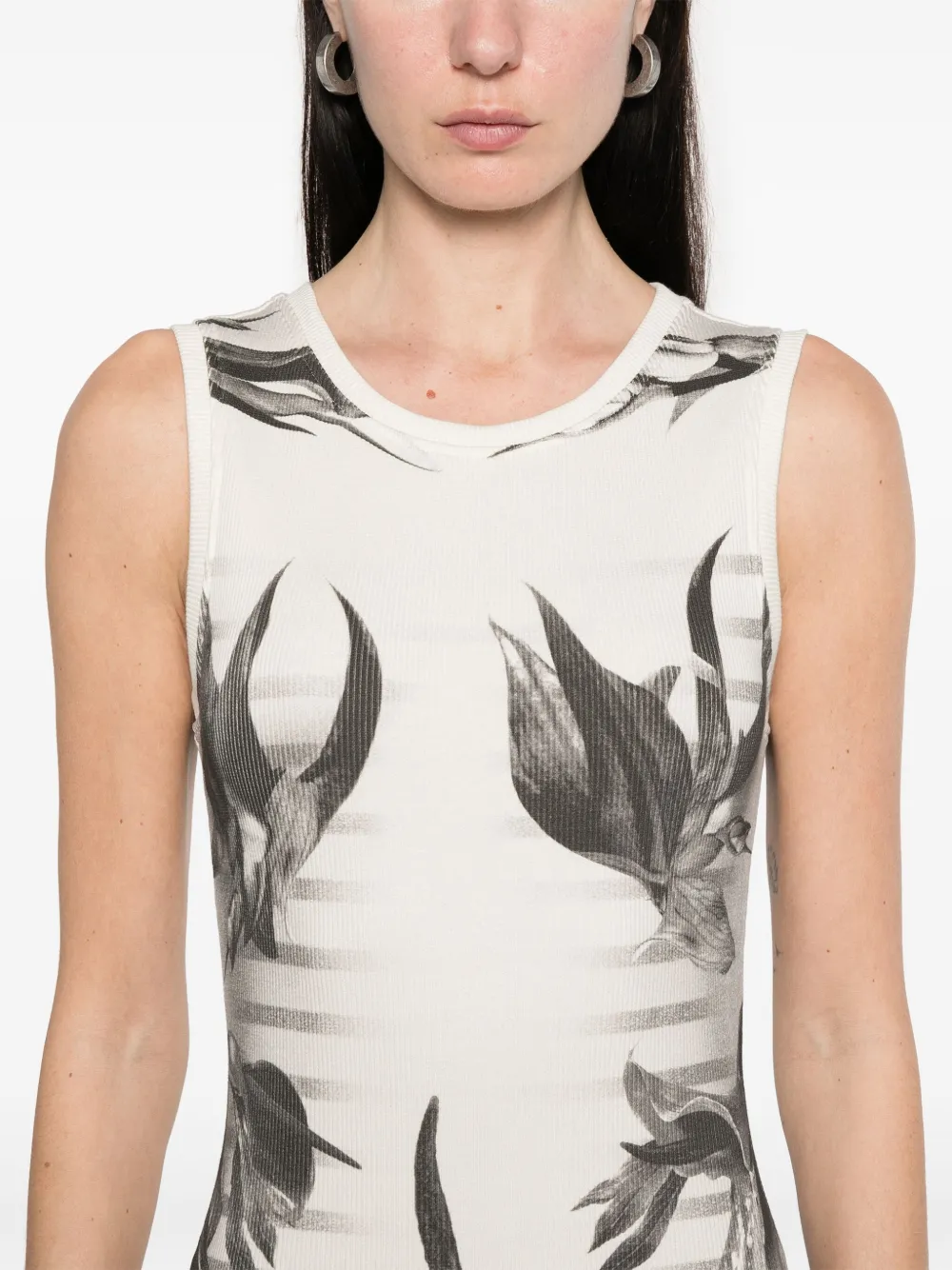 Shop Jean Paul Gaultier Floral-print Midi Dress In White