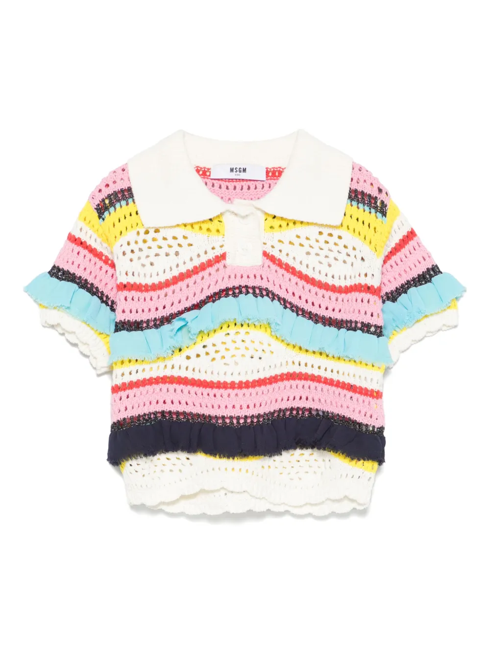 MSGM Kids knitted polo top | Neutrals | Image 1