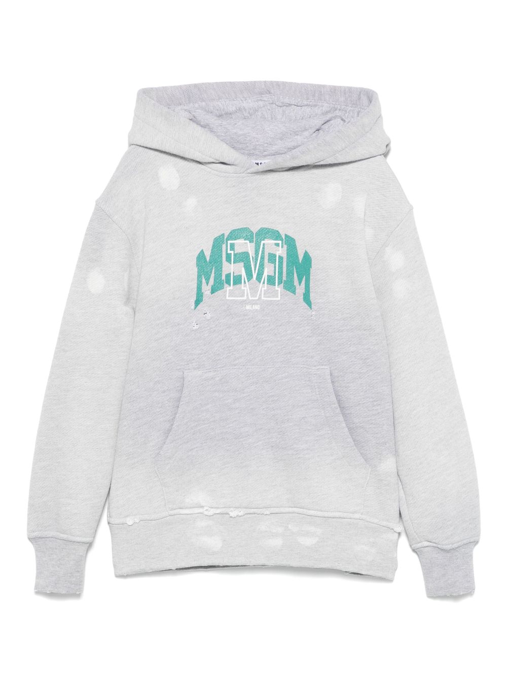 MSGM Kids logo-print hoodie - Grey