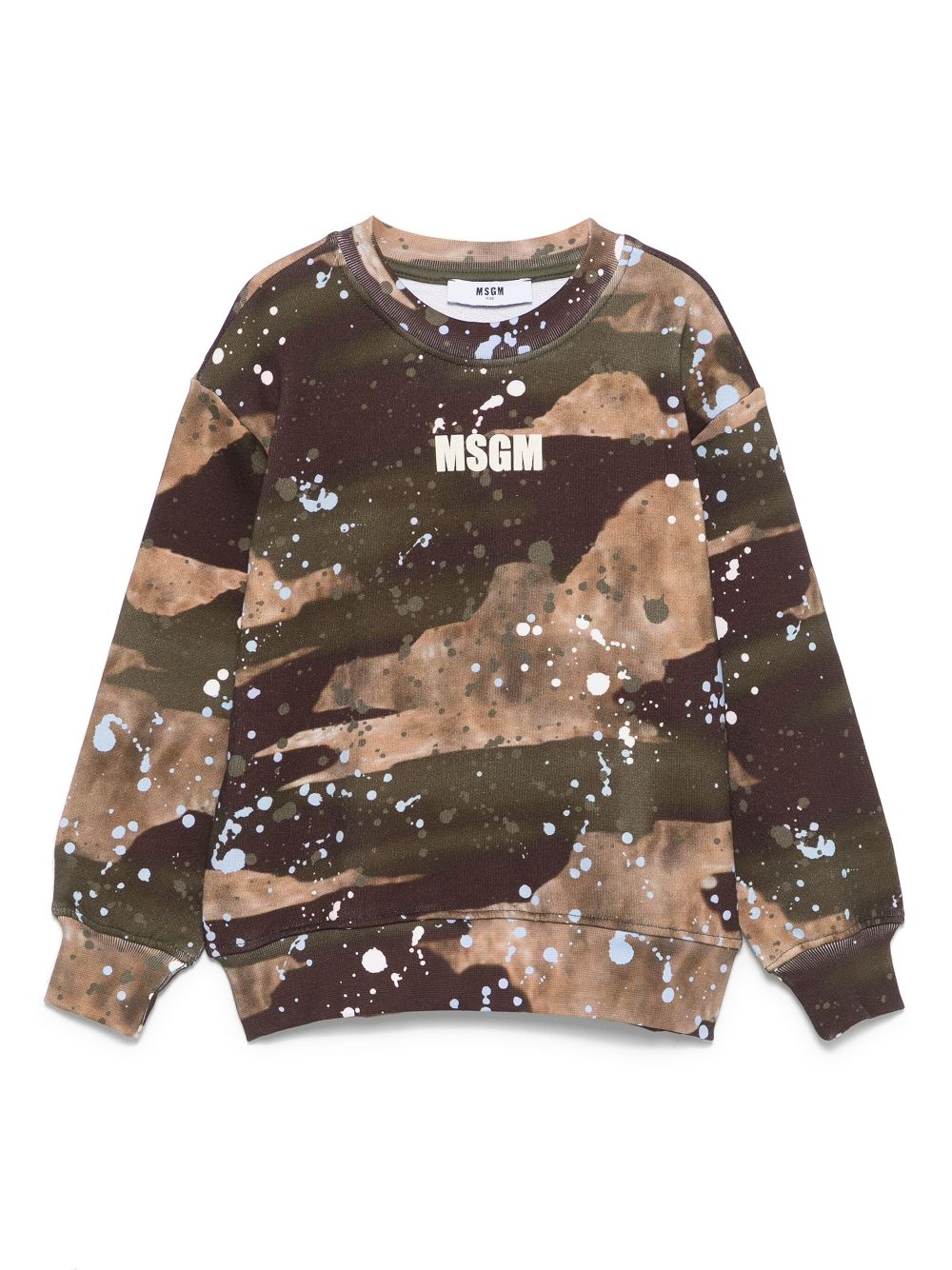 MSGM Kids paint splatter-detail sweatshirt - Brown