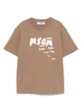MSGM Kids logo-print T-shirt - Brown