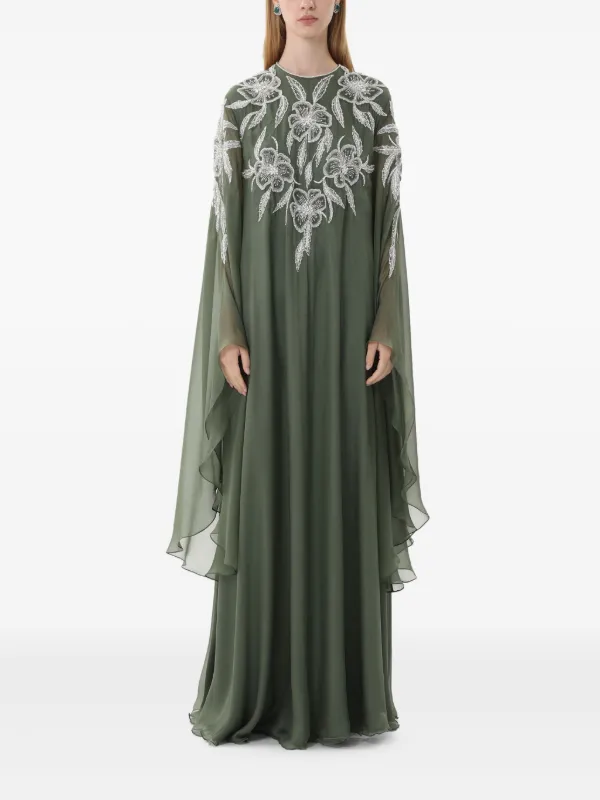 Dina Melwani Abito Da Sera Con Decorazione Verde FARFETCH IT