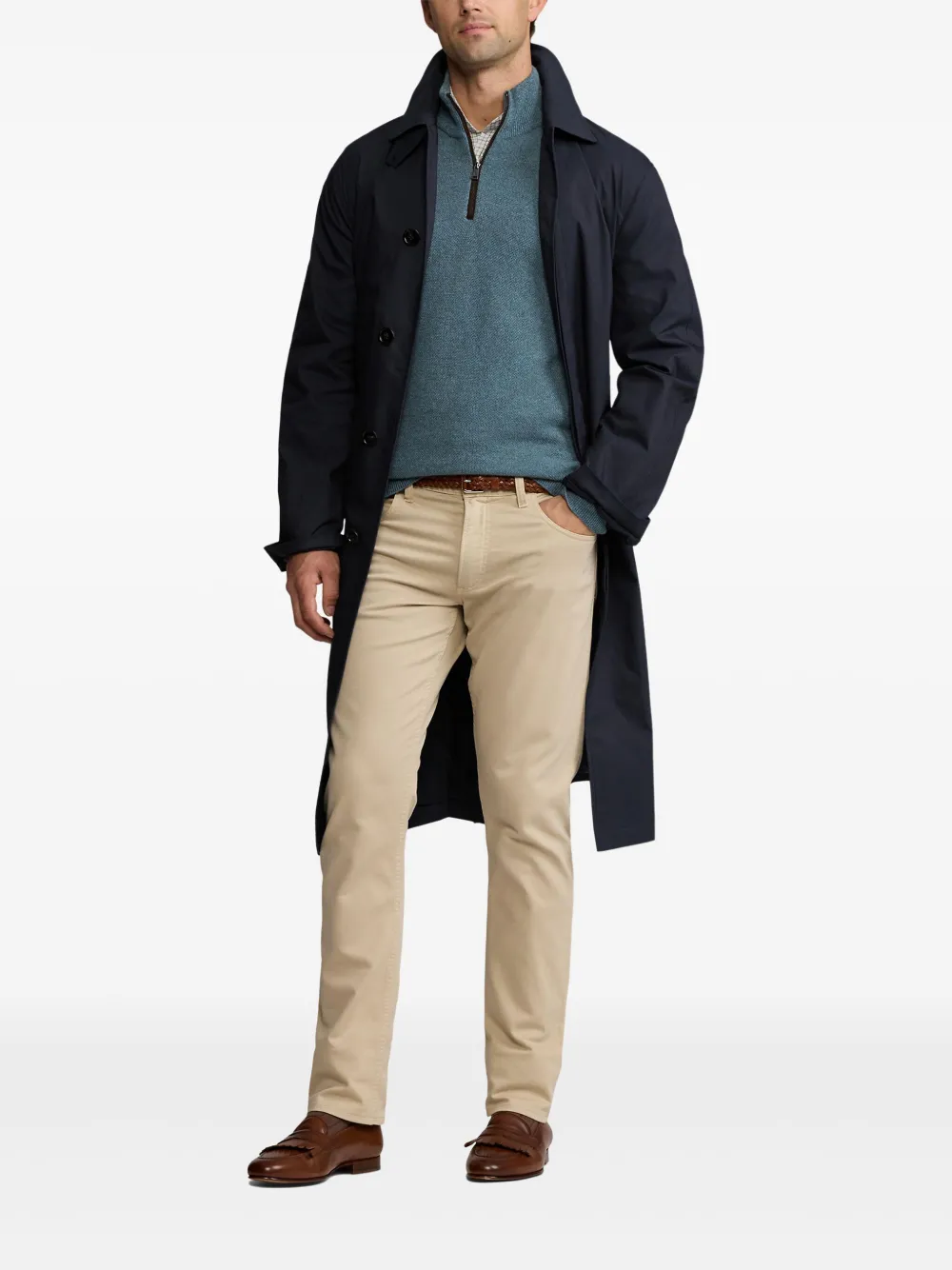 Ralph Lauren Purple Label Wollen trenchcoat Blauw