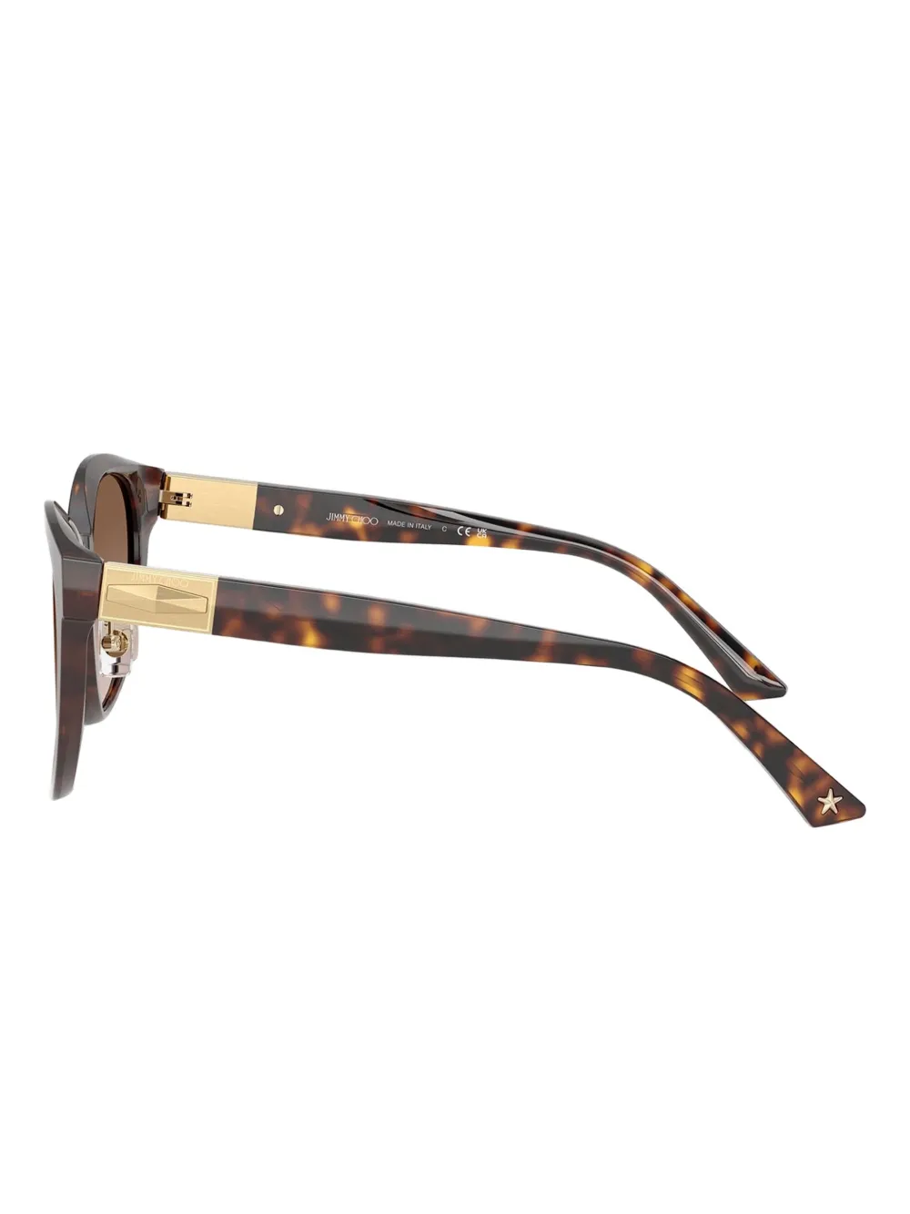 Jimmy Choo Eyewear Zonnebril met rond montuur en schildpadschild design Bruin