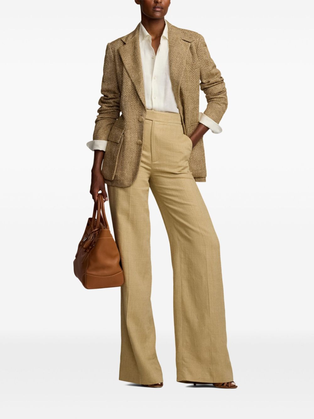 Ralph Lauren Collection Blazer met visgraatpatroonn - Beige