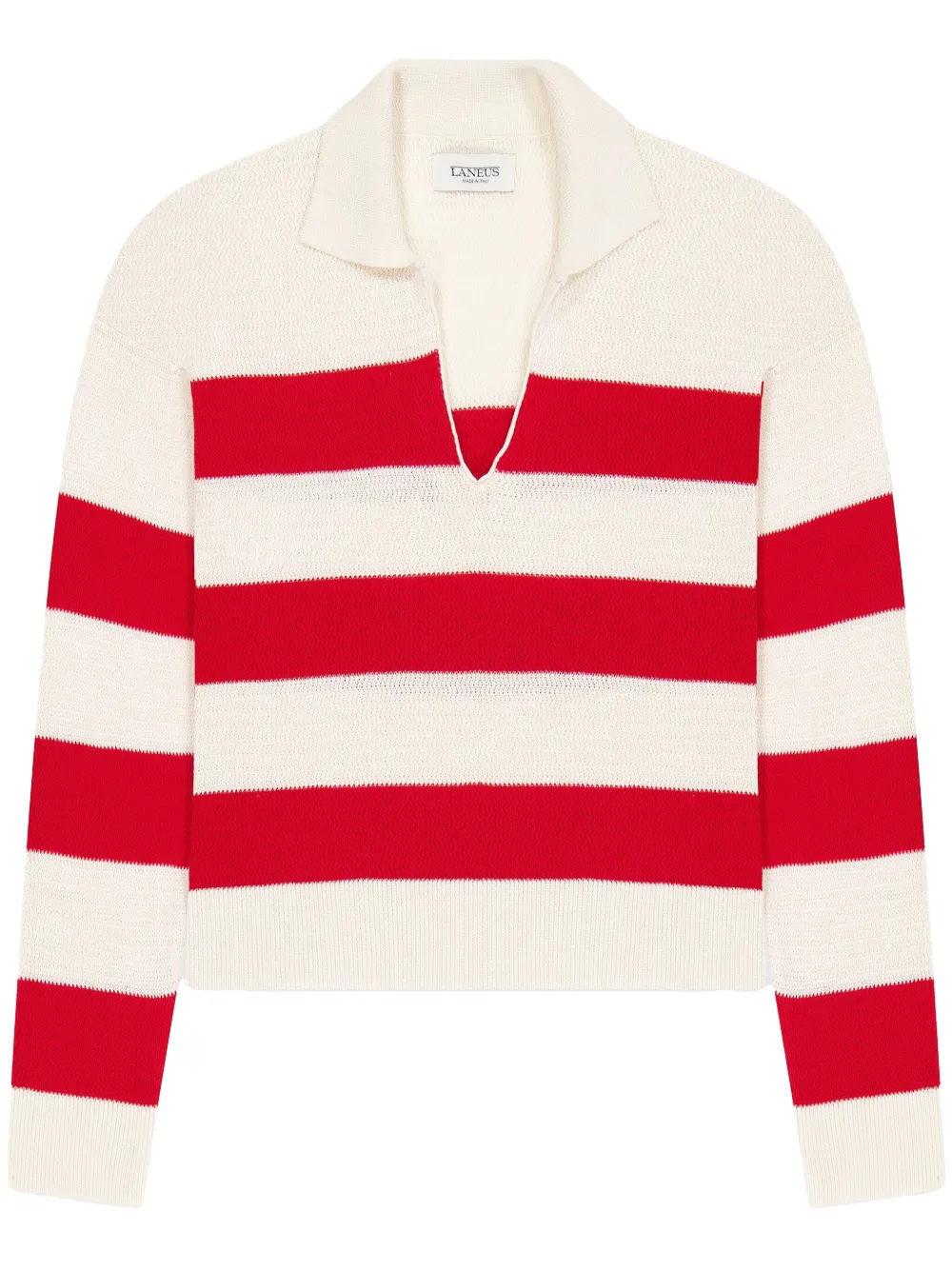 knitted long-sleeve polo