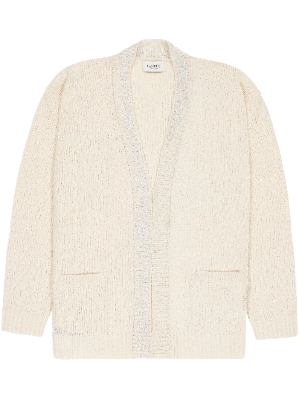 Laneus Gebreid boxy vest met jacquard Beige