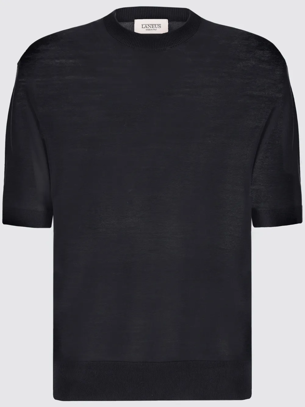 Laneus Black Cotton-blend Crew-neck T-shirt In Black