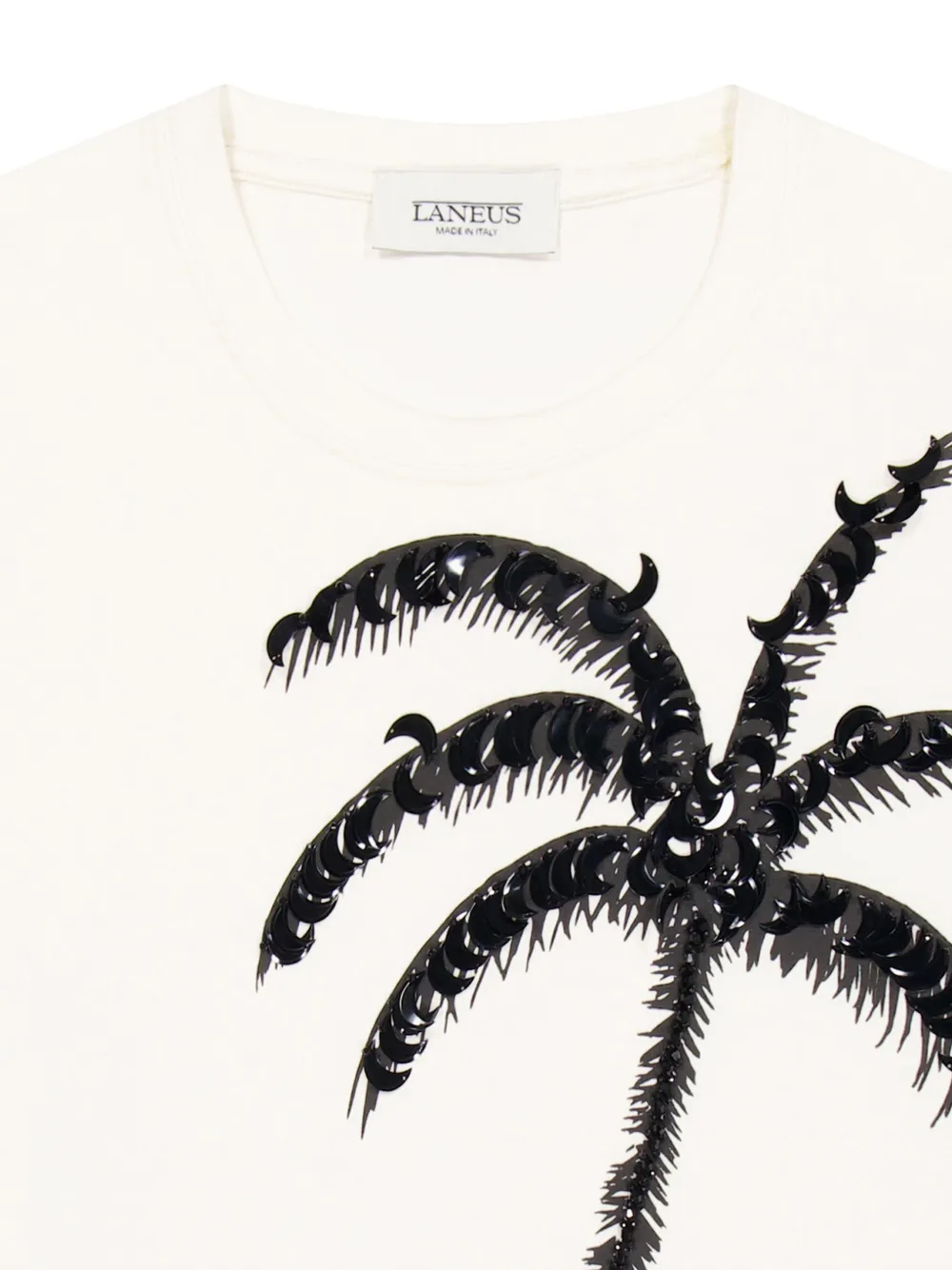 Laneus T-shirt met palmprint Wit