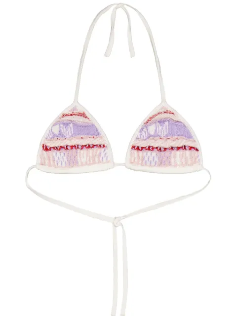 Laneus top de bikini con logo en intarsia